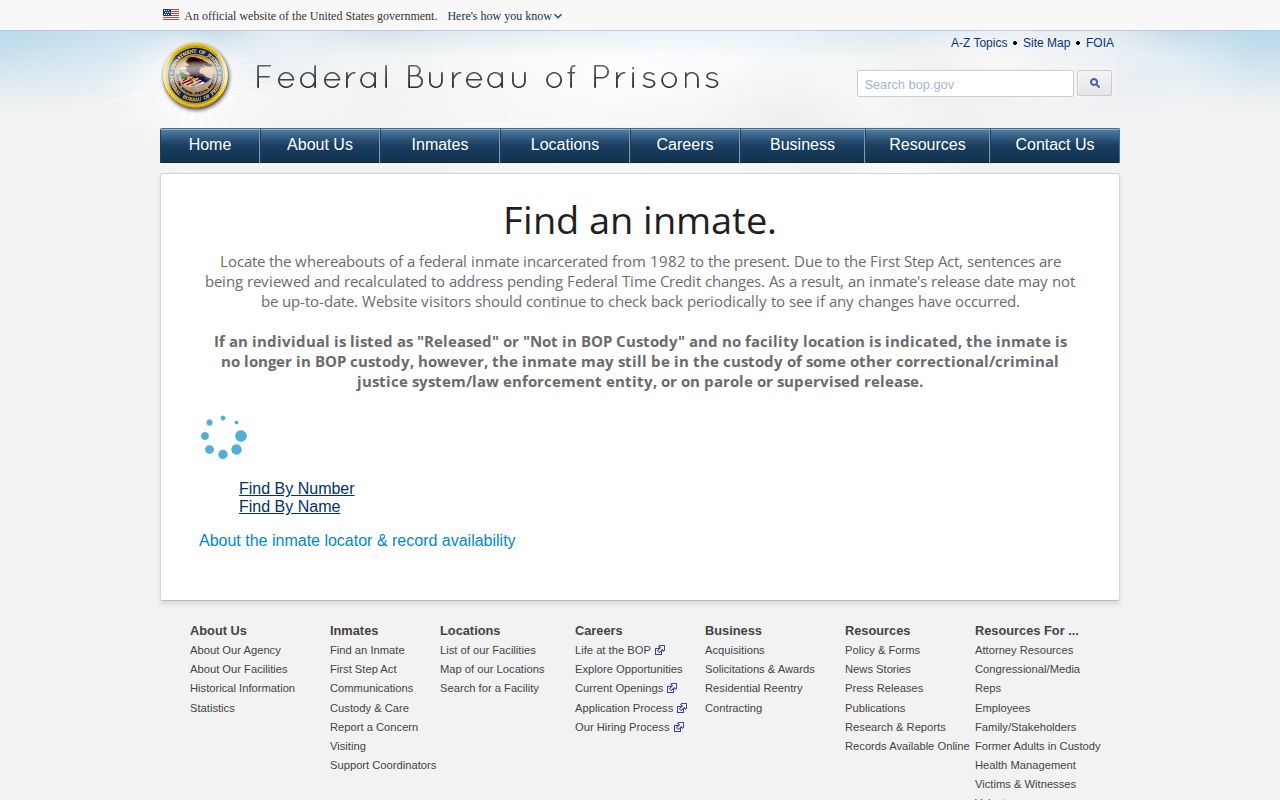 Federal prison release search for Oakland County through the BOP inmate locator