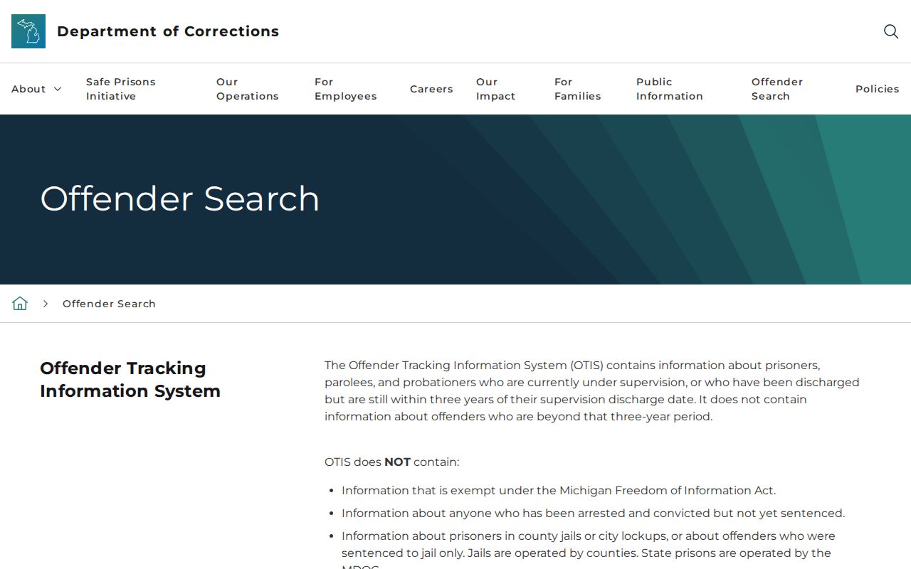 Michigan state prison release search for Oakland County through MDOC OTIS